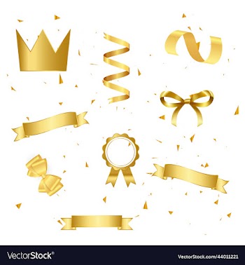 set decorative golden ribbon with design