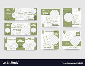 set eco shop for children banner minimalism