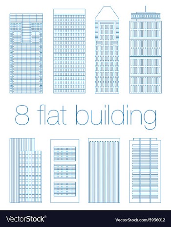 Set flat building city vector image
