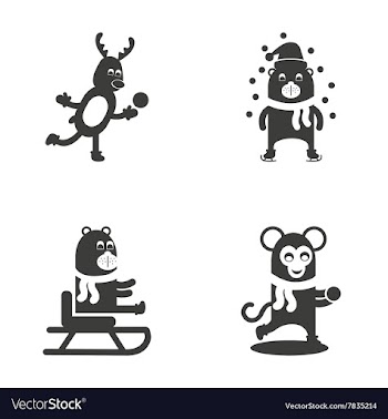 Set flat icon in black and white style Christmas vector image