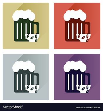 Set flat icons glass beer and peanuts vector image