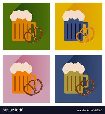 Set flat icons glass beer and snack vector image