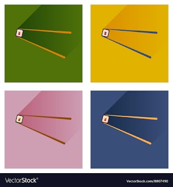 Set flat icons sushi roll and chopsticks vector image