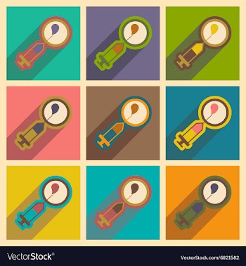 Set flat icons with long shadow artificial vector image