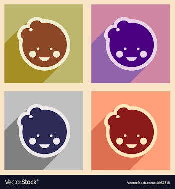 Set flat icons with long shadow baby girl vector image