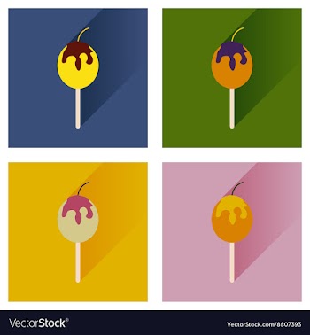 Set flat icons with long shadow baked apple vector image
