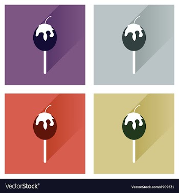 Set flat icons with long shadow baked apple vector image