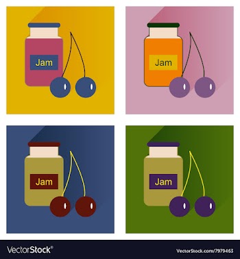 Set flat icons with long shadow Bank cherry vector image