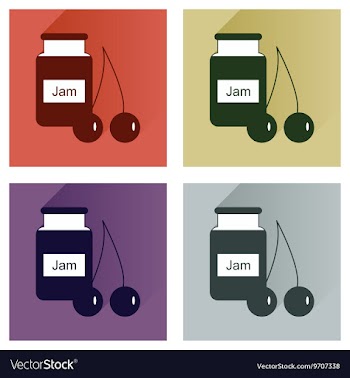 Set flat icons with long shadow Bank cherry vector image