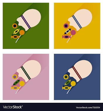 Set flat icons with long shadow Candy in vector image