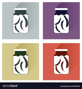 Set flat icons with long shadow canned peas vector image
