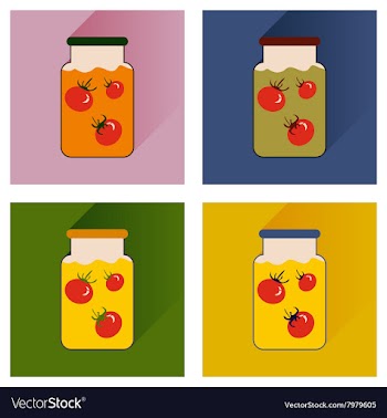 Set flat icons with long shadow canned vector image