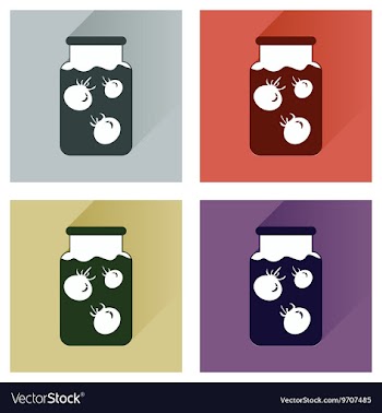Set flat icons with long shadow canned vector image