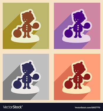 Set flat icons with long shadow child playing in vector image