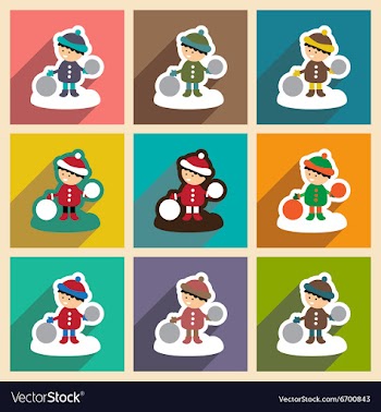 Set flat icons with long shadow child playing in vector image