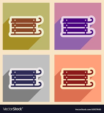 Set flat icons with long shadow children sledges vector image