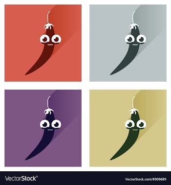 Set flat icons with long shadow chilli vector image