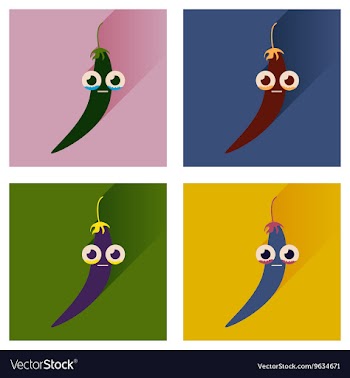 Set flat icons with long shadow chilli vector image