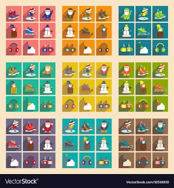 Set flat icons with long shadow Christmas and New vector image