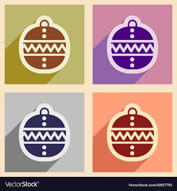 Set flat icons with long shadow Christmas ball vector image