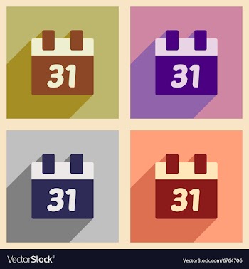 Set flat icons with long shadow Christmas calendar vector image