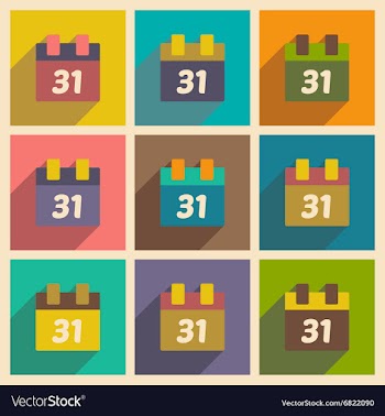 Set flat icons with long shadow Christmas calendar vector image