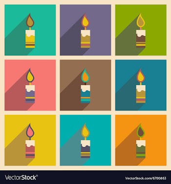 Set flat icons with long shadow Christmas candle vector image