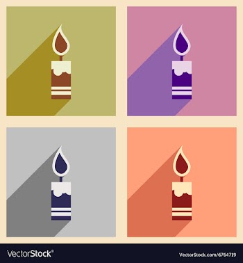 Set flat icons with long shadow Christmas candle vector image