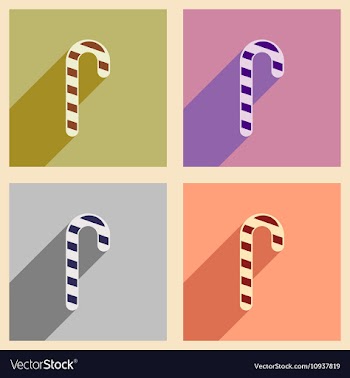 Set flat icons with long shadow Christmas candy vector image
