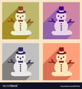 Set flat icons with long shadow christmas snowman vector image