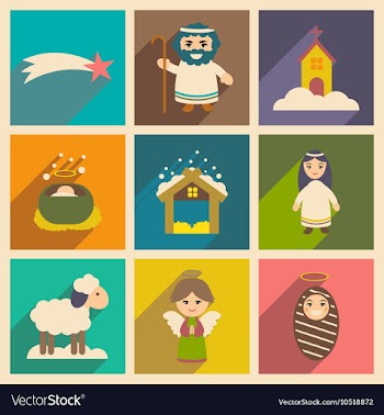 Set flat icons with long shadow Christmas vector image