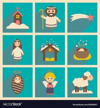Set flat icons with long shadow Christmas vector image