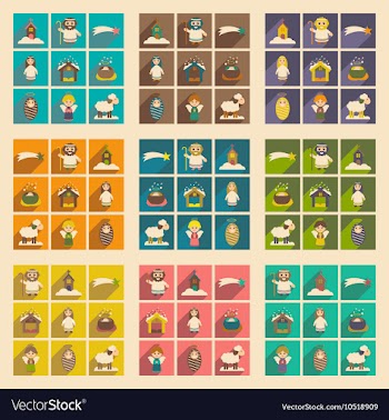 Set flat icons with long shadow Christmas vector image
