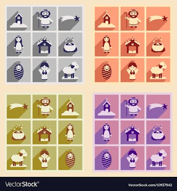 Set flat icons with long shadow Christmas vector image