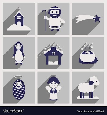 Set flat icons with long shadow Christmas vector image