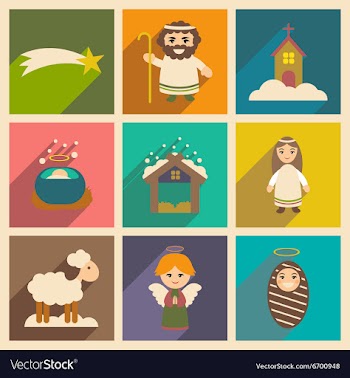 Set flat icons with long shadow Christmas vector image