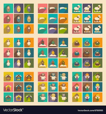 Set flat icons with long shadow Christmas vector image