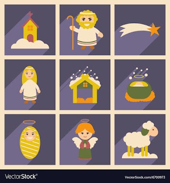 Set flat icons with long shadow Christmas vector image