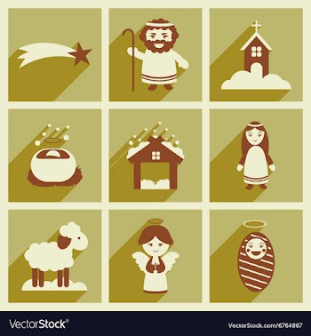 Set flat icons with long shadow Christmas vector image