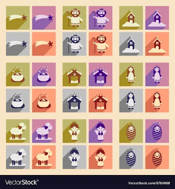 Set flat icons with long shadow Christmas vector image