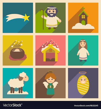 Set flat icons with long shadow Christmas vector image