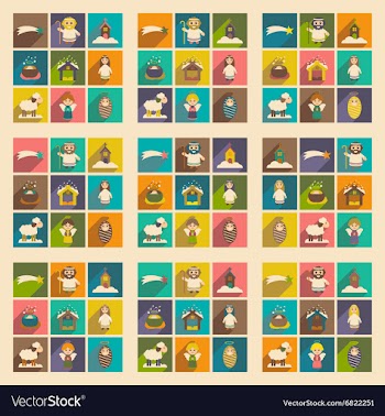 Set flat icons with long shadow Christmas vector image