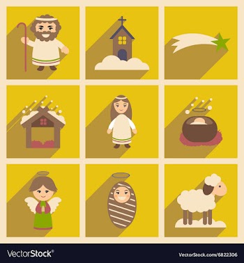 Set flat icons with long shadow Christmas vector image