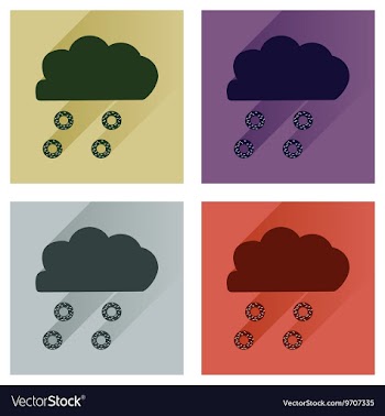 Set flat icons with long shadow cloud and vector image