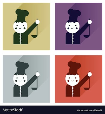 Set flat icons with long shadow cook with vector image