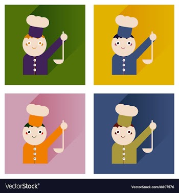 Set flat icons with long shadow cook with vector image