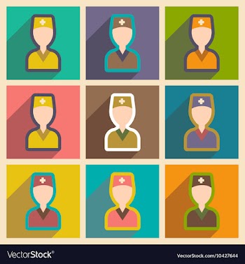Set flat icons with long shadow doctor vector image