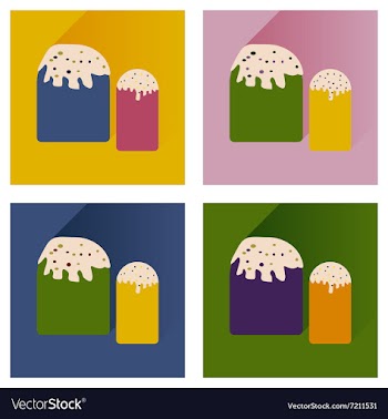Set flat icons with long shadow Easter vector image