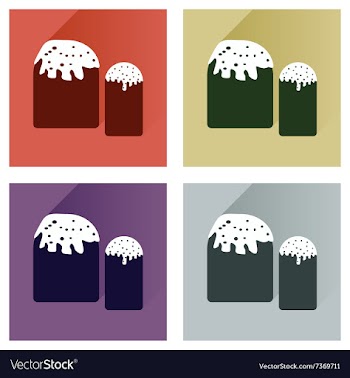Set flat icons with long shadow Easter vector image