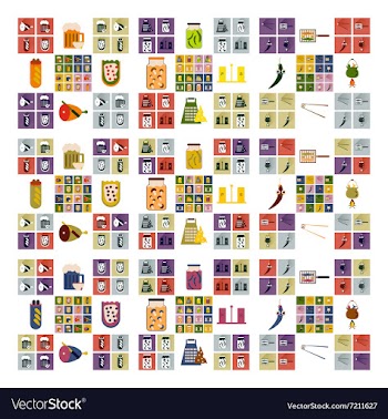 Set flat icons with long shadow exotic food vector image